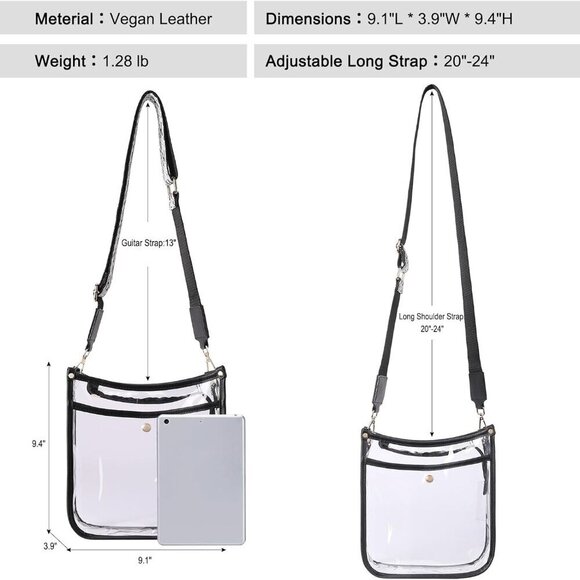 Clear Purse Stadium Approved Crossbody Bag Women Adjustable Strap Compact - Picture 3 of 7